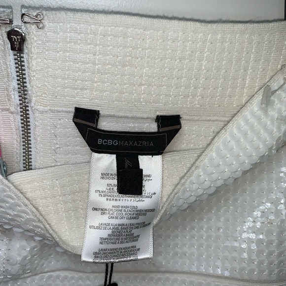 BCBG MAXAZRIA SIMONE WHITE SEQUIN SKIRT - Picture 4 of 5